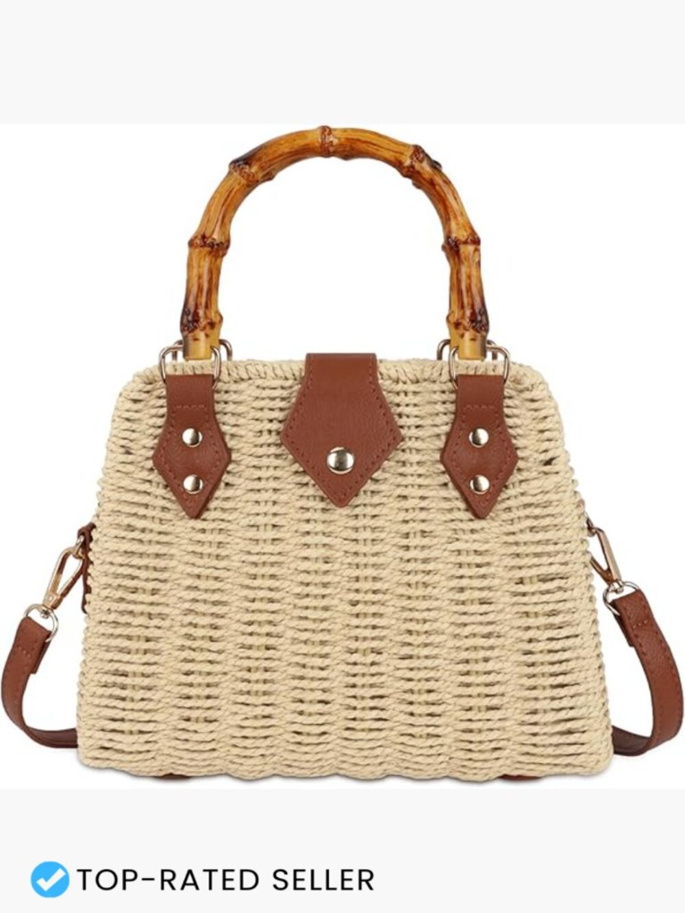 Handwoven Straw Beach Crossbody Bag Shoulder Top Handle Purse Summer